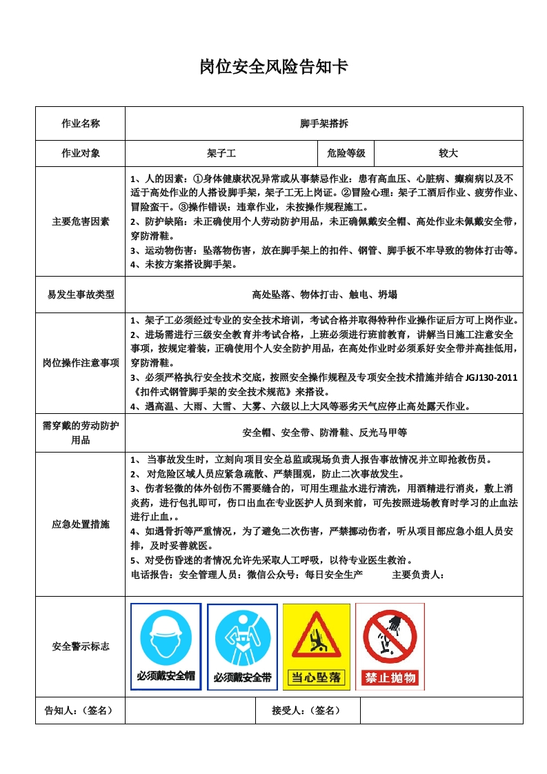第五部分：现场处置方案汇编（施工岗位风险）-逍遥文库